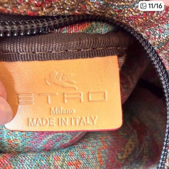 Etro Paisley Crossbody Shoulder Bag w/ Adjustable Brown Webbed Strap 2021 Model - Picture 3 of 7